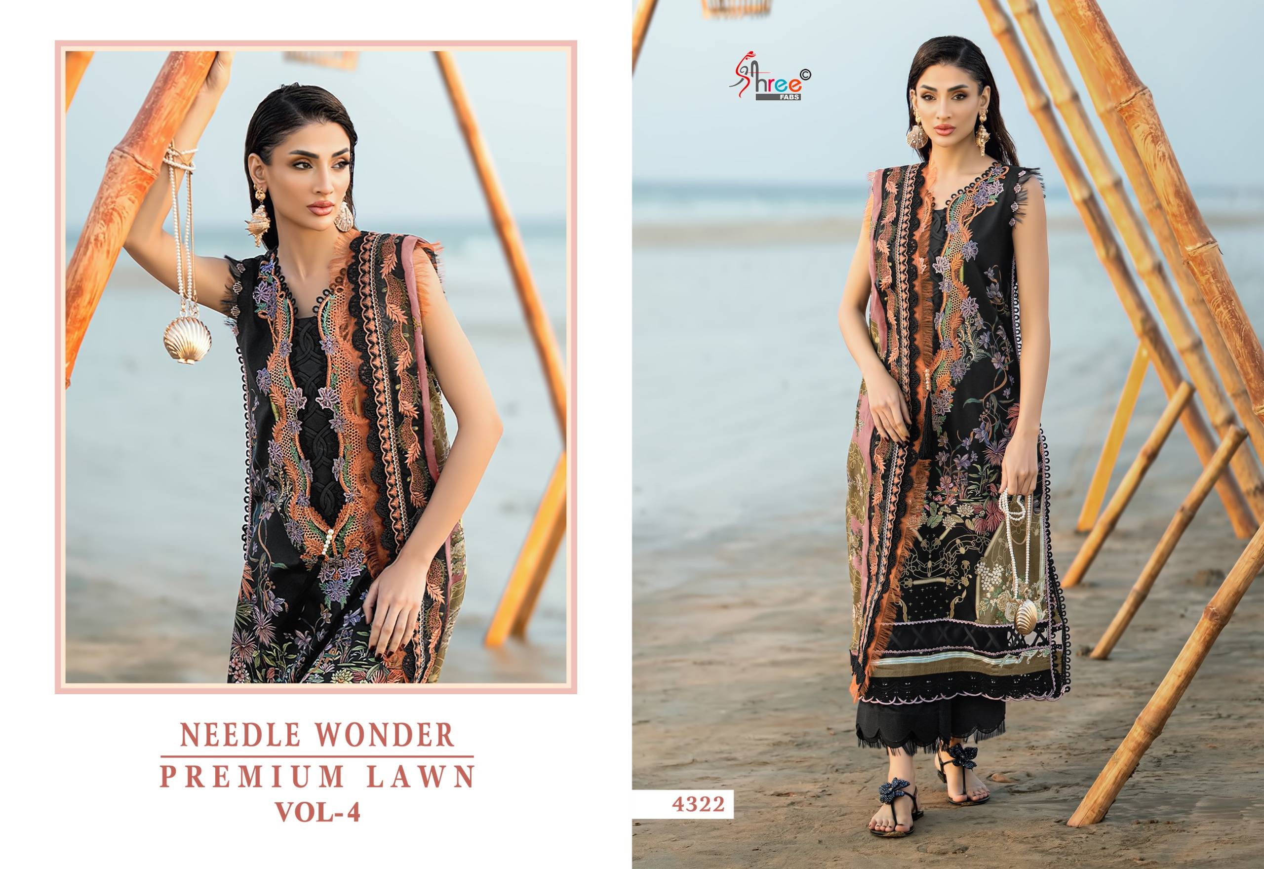 NEEDLE WONDER PREMIUM LAWN VOL-4 By Shree Fabs 4321 To 4328 Series Designer Pakistani Suits Pure Cotton print Dresses At Wholesale Price